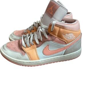 Nike Air Jordan Mid beige orange high top lace womens sneakers SIZE 12